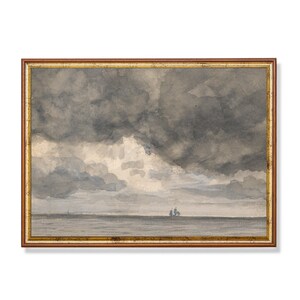 Print and Ship | Vintage Seascape Painting | Antique Ocean Beach Print | Watercolor Art | Coastal Decor | Fine Art | Mailed Print