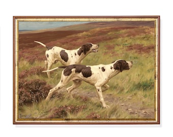 Impression de pointeurs anglais vintage : art mural chien de chasse rustique (téléchargement numérique