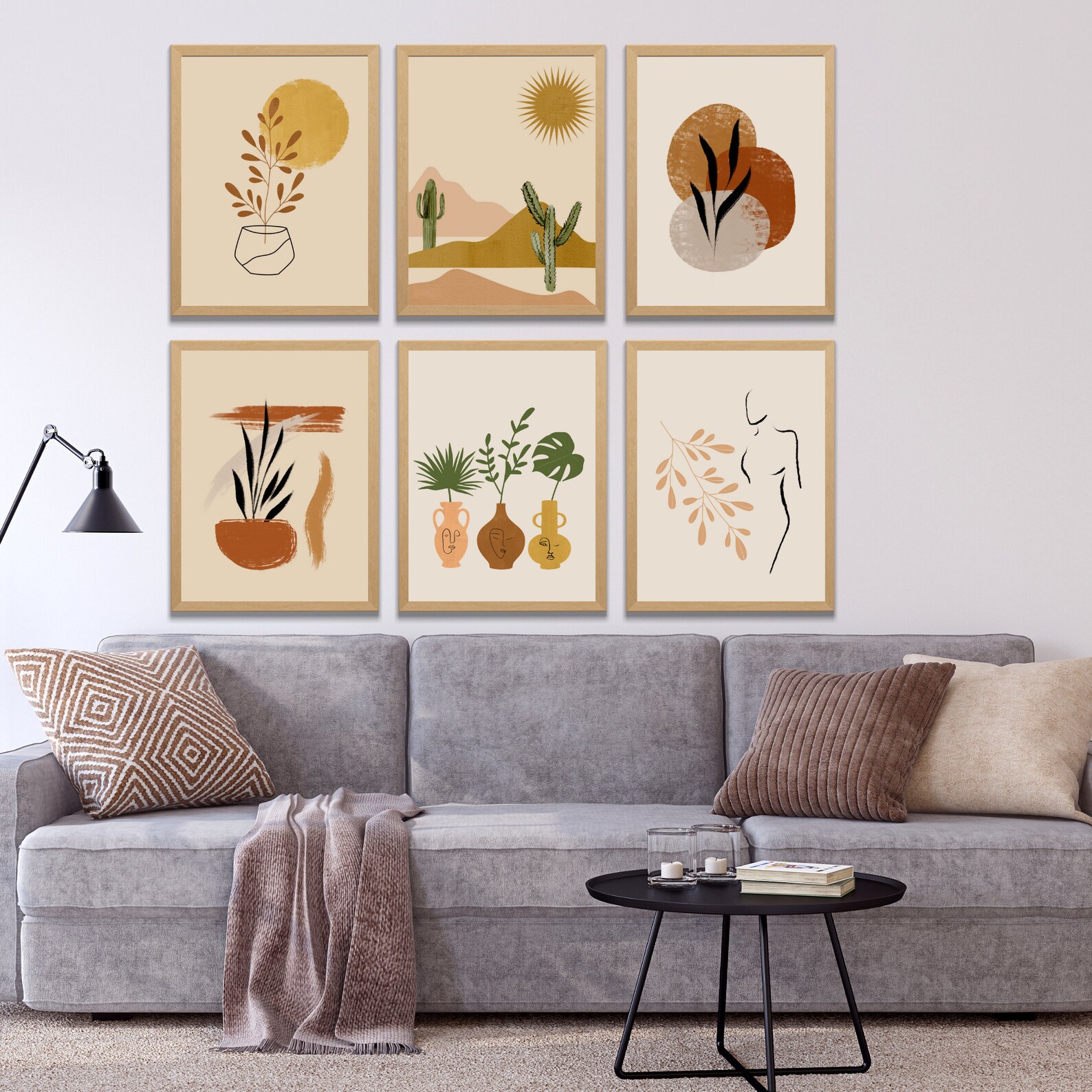 Gallery Wall Set Mid Century Modern Boho Wall Decor Abstract Etsy