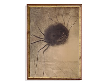 Odilon Redon Spider Print, Gothic Halloween Wall Art (Digital Download)