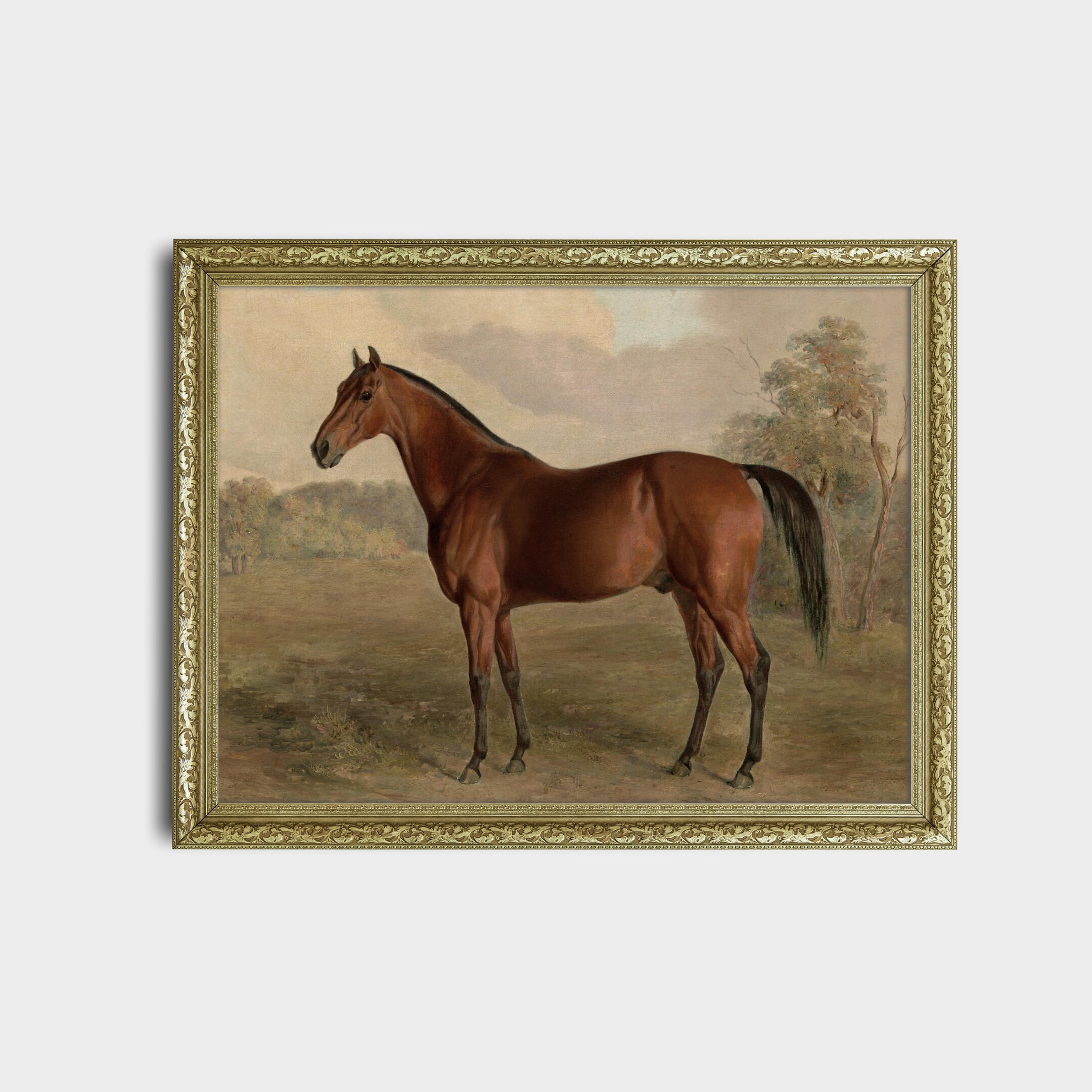 Vintage Horse Painting Antique Equestrian Print Digital Etsy