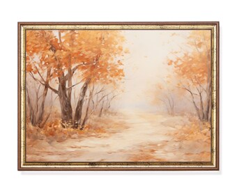 Golden Autumn Woodland Path Print, Impressionist Fall Landscape Wall Art (Digital Download)