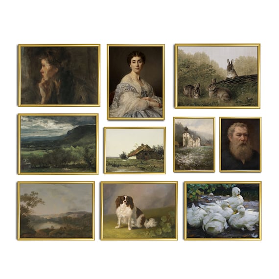 Set of 10 Prints Vintage Gallery Wall Art Set Antique Etsy