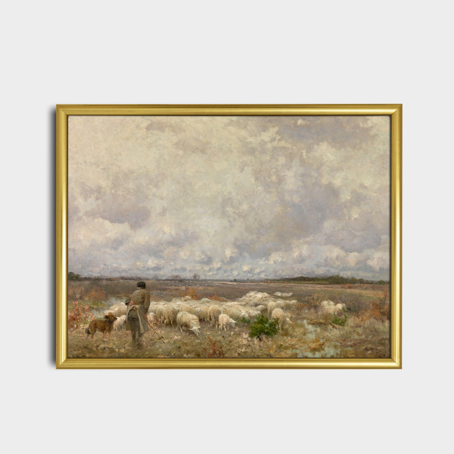 Vintage Sheep Landscape Painting: Rustic Country Fine Art Print - Etsy