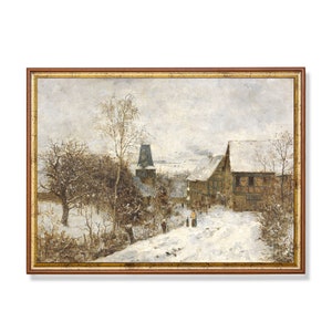 Printed and Shipped | Vintage Prints | Winter Snowy Landscape | Oil Painting Print | Cabin Decor | Antique Print | Winter Home Decor