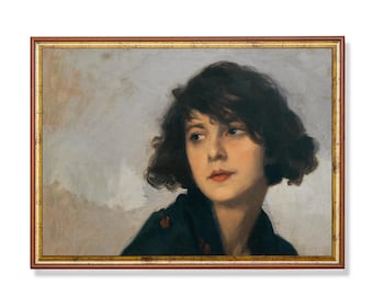 Portret kobiety w stylu vintage, wydruk artystyczny: obraz olejny w stylu antycznym