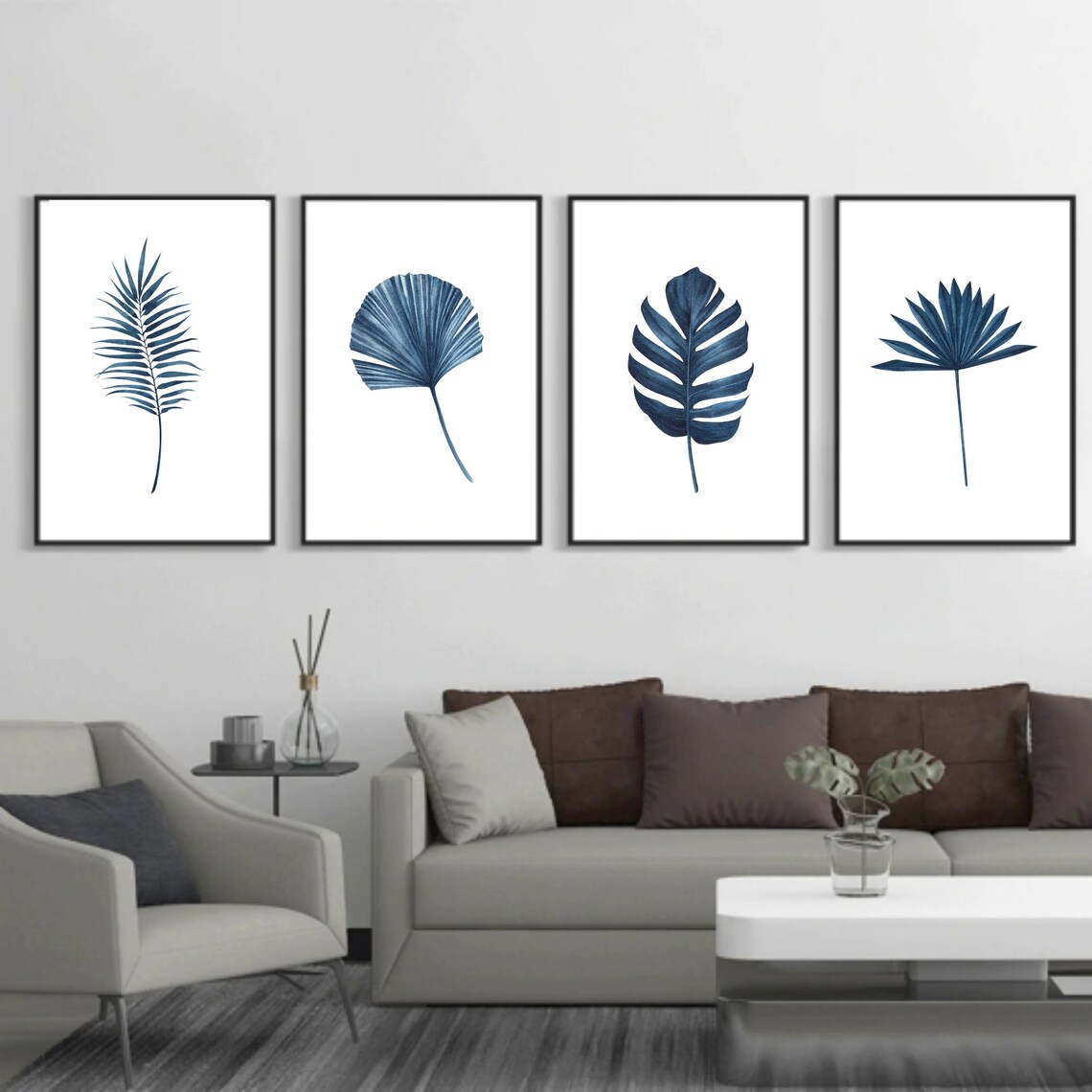 Blue Leaf Wall ArtBotanical print SetSet of 4 PrintGallery Etsy