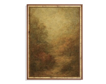 Abstract Autumn Landscape Print, Moody Fall Wall Art, Neutral Rustic Decor, Impressionist Nature Artwork, Cozy Autumn Printable