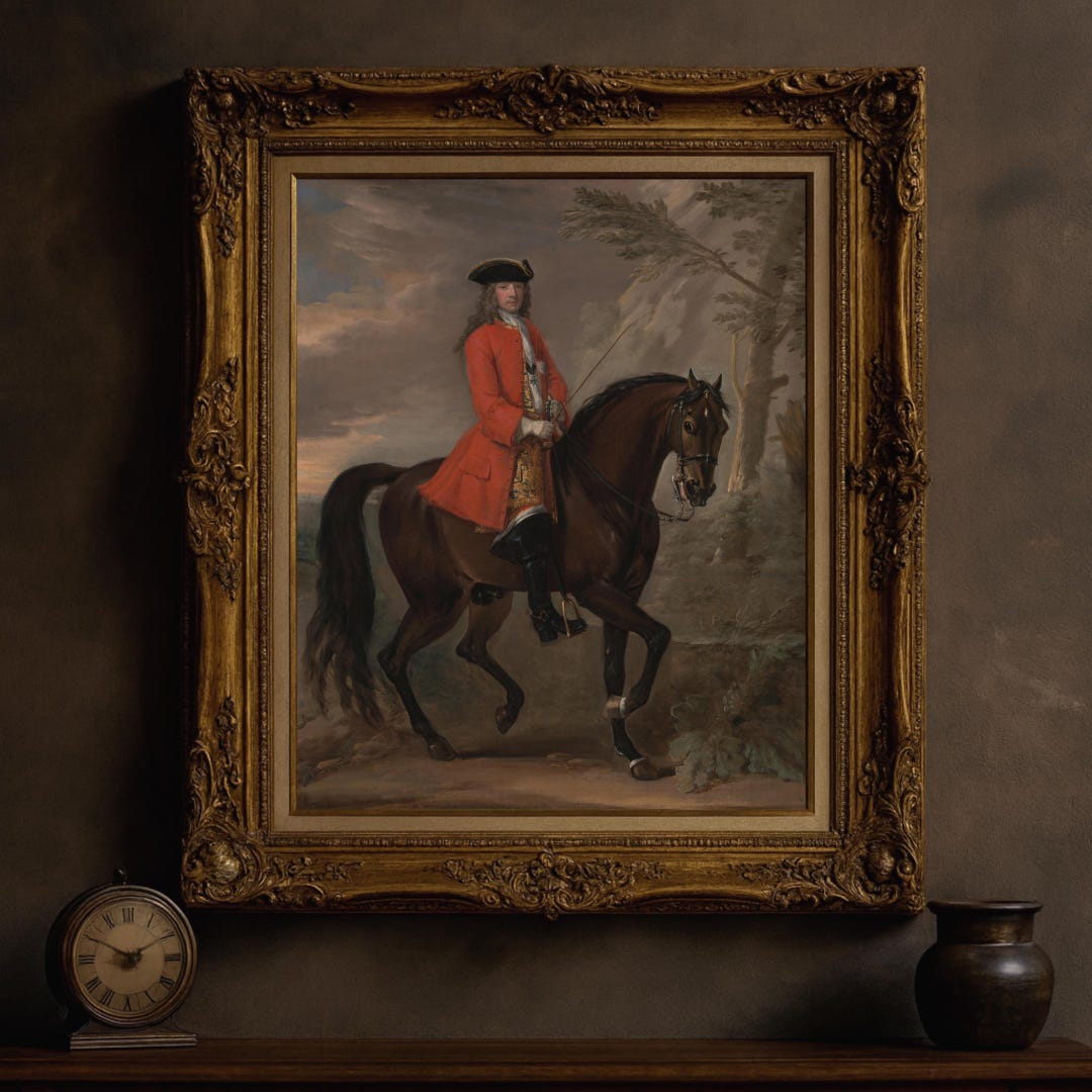 Vintage Equestrian Portrait: 18th Century Horse Rider Art (digital ...