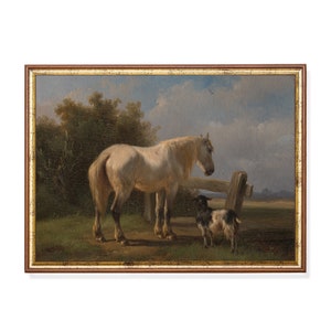 Vintage Horse and Goat Art Print: Rustic Farmhouse Wall Decor (Digital Download