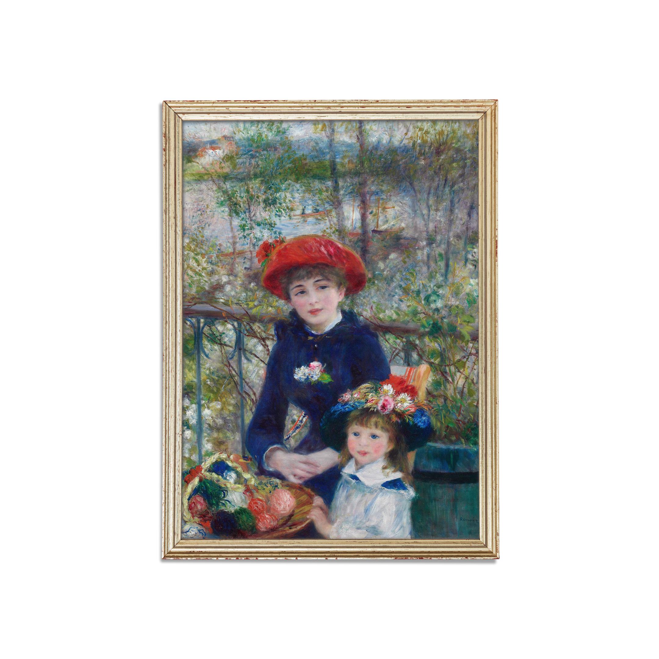 ルノワール「二人の姉妹」の版画：フランス印象派の庭園テラスアート