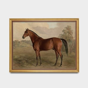 Vintage Horse Art Print: Antique Equestrian Painting, Rustic Farmhouse Decor (Digital Download) image 4