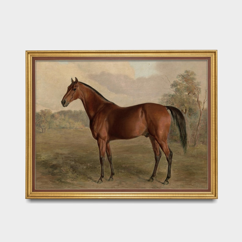 Vintage Horse Art Print: Antique Equestrian Painting, Rustic Farmhouse Decor (Digital Download) image 4
