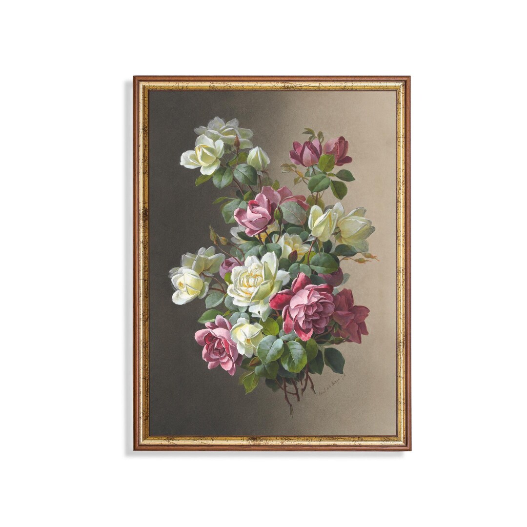 Antique Rose Botanical Print: Vintage Victorian Floral Wall Art - Etsy