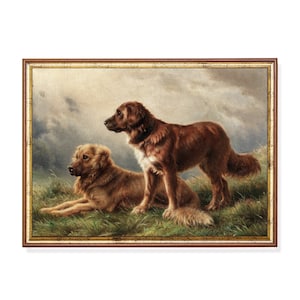 印刷して発送 | ヴィンテージの犬の絵画 | アンティークの動物のプリント | 素朴な美術品 | 動物愛好家へのギフト | 農家風の装飾 | 実物のプリント