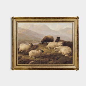 Vintage Landscape Painting | Country Landscape | Sheep Resting Fine ...