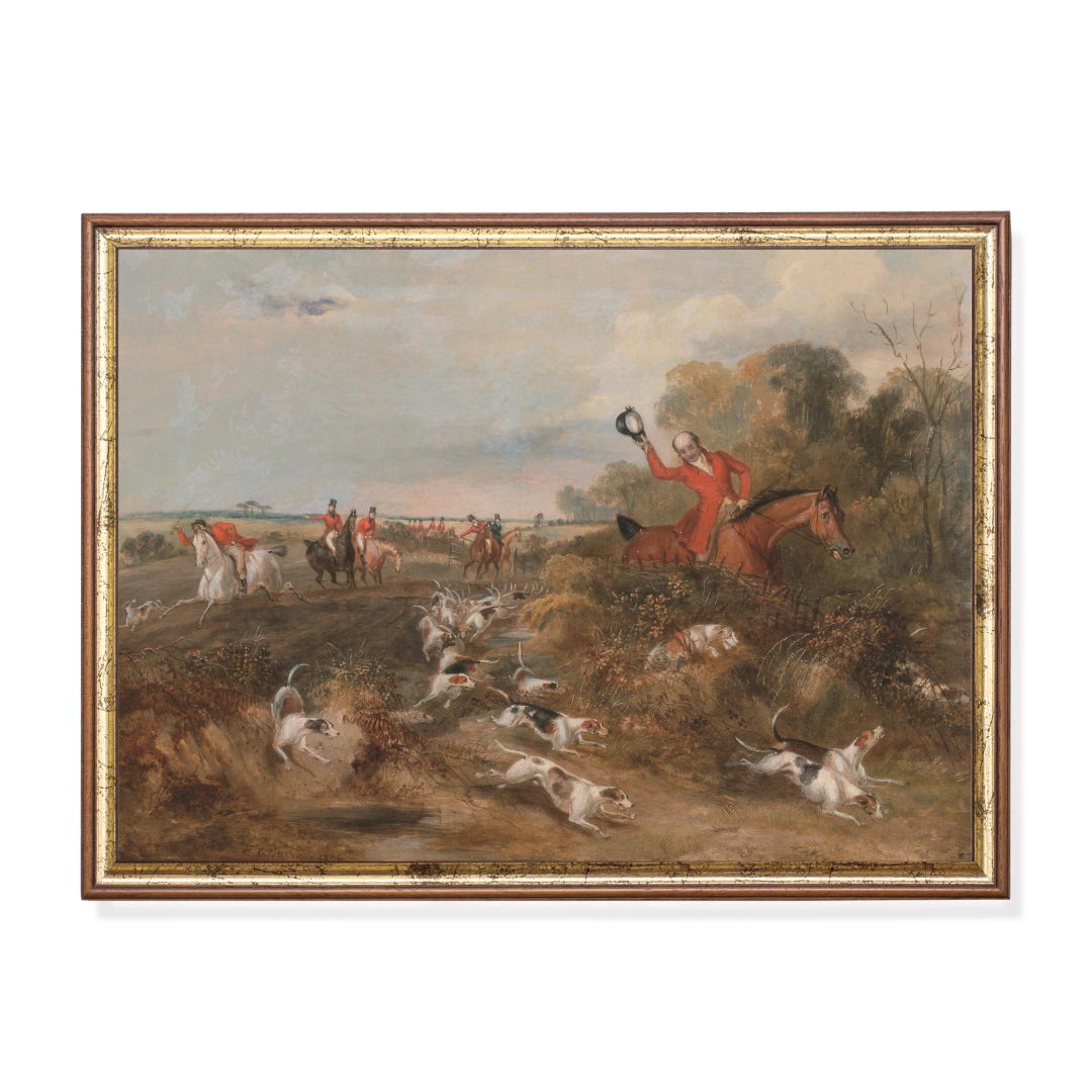 Vintage Fox Hunt Art Print, 19th Century English Equestrian Scene ...