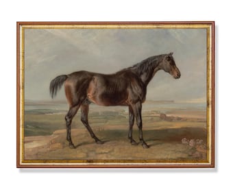 Vintage Horse Painting: Antique Equestrian Art, Farmhouse Decor (Digital Download)
