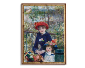 ルノワール「二人の姉妹」の版画：フランス印象派の庭園テラスアート