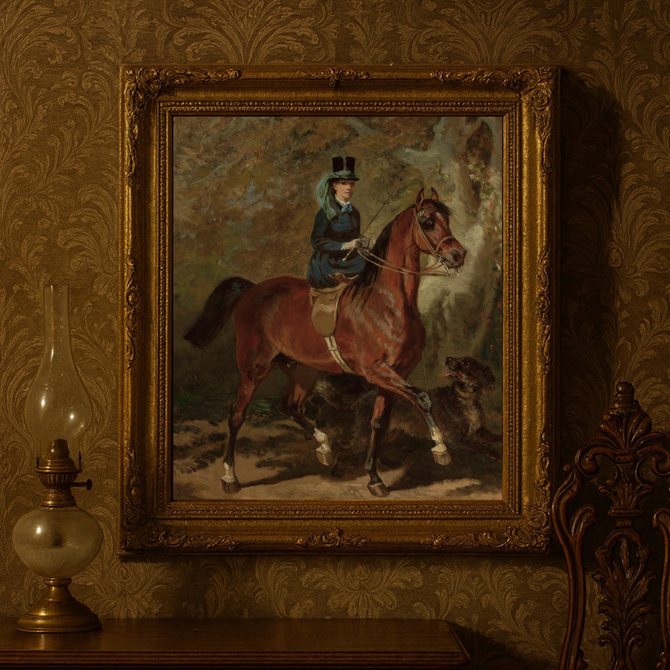 Victorian Woman Riding Horse Art Print: Antique Style Home Decor - Etsy ...