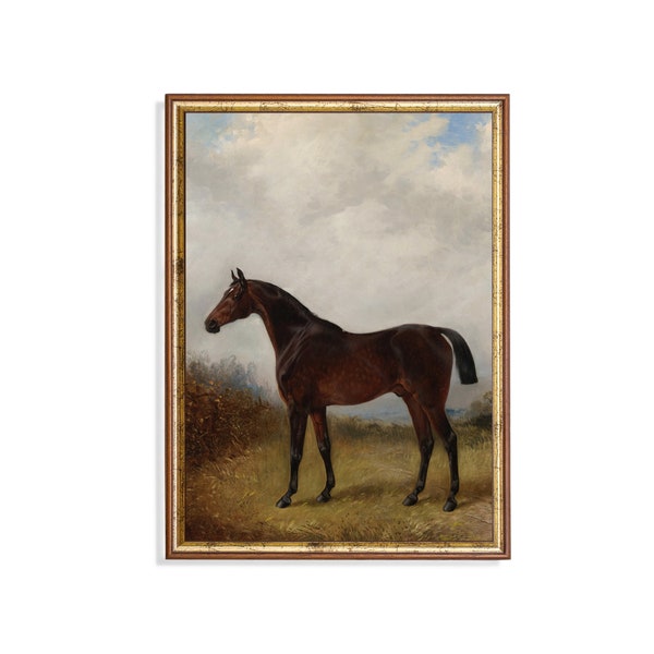 Horse Painting | Vintage Equestrian Print | Farmhouse Animal Art | Antique Moody Rustic Fine Art | Digital Download | Printable Wall Art
