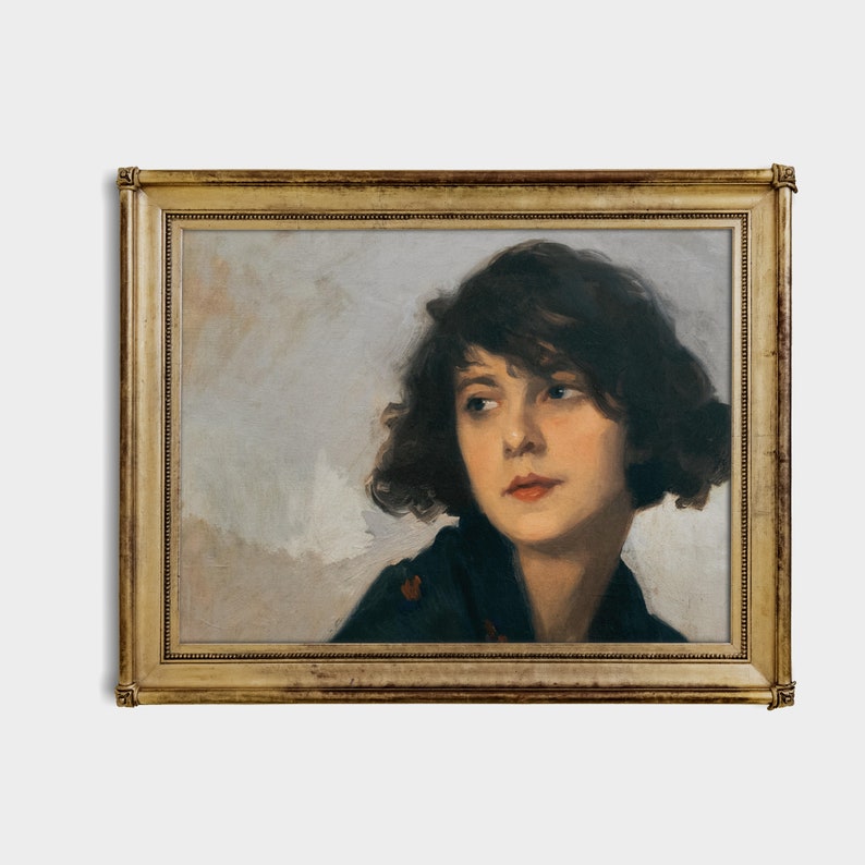 Vintage Woman Portrait Art Print: Antique Style Oil Painting - Etsy