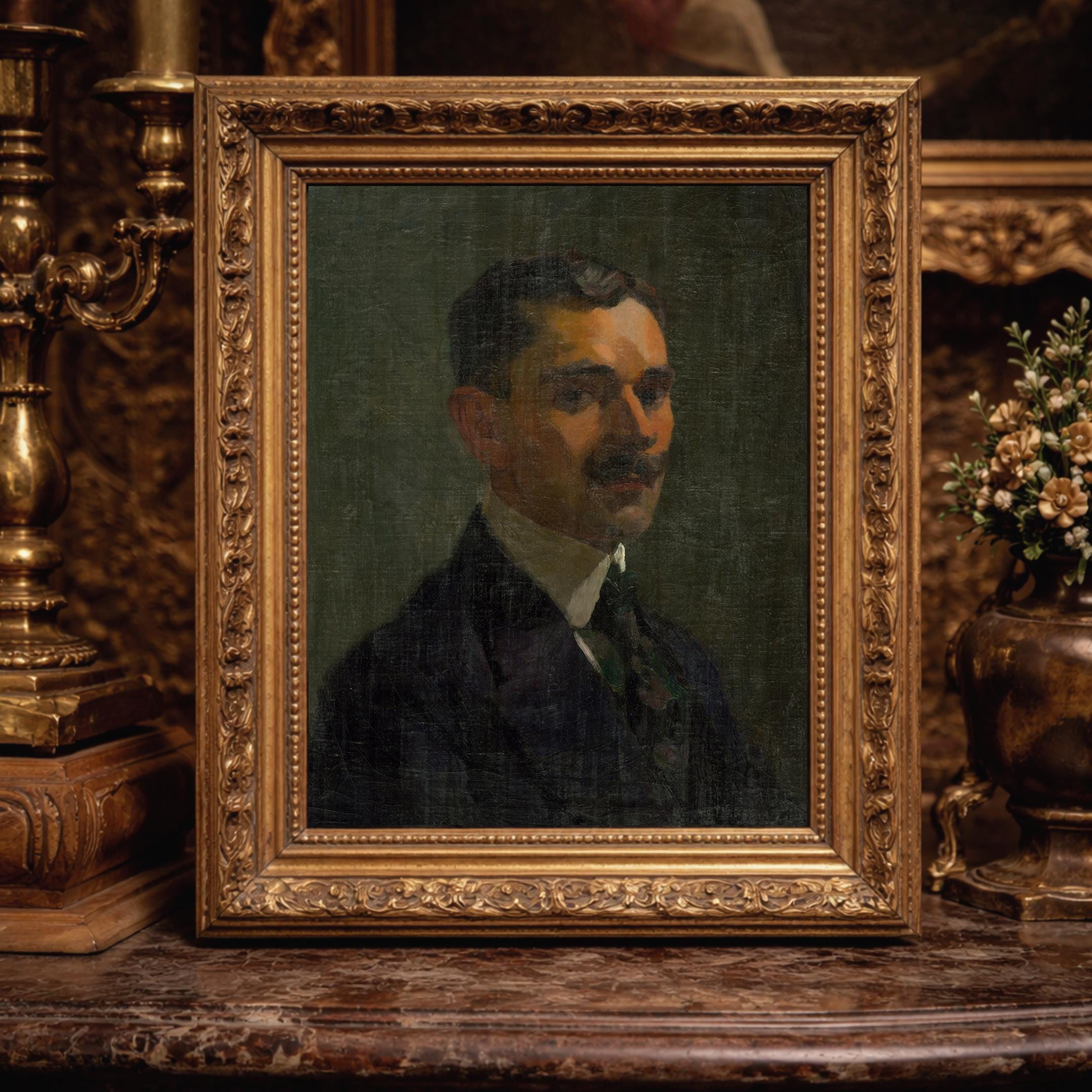 ヴィンテージ紳士の肖像画プリント：19世紀の男性絵画（デジタル