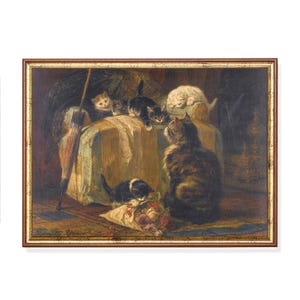Vintage Cat Print: Henriëtte Ronner-Knip, Victorian Kitten & Floral Art