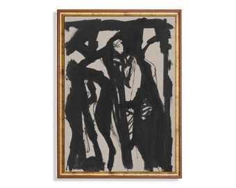 Abstract Figure Art Print: Vintage Sketch Drawing