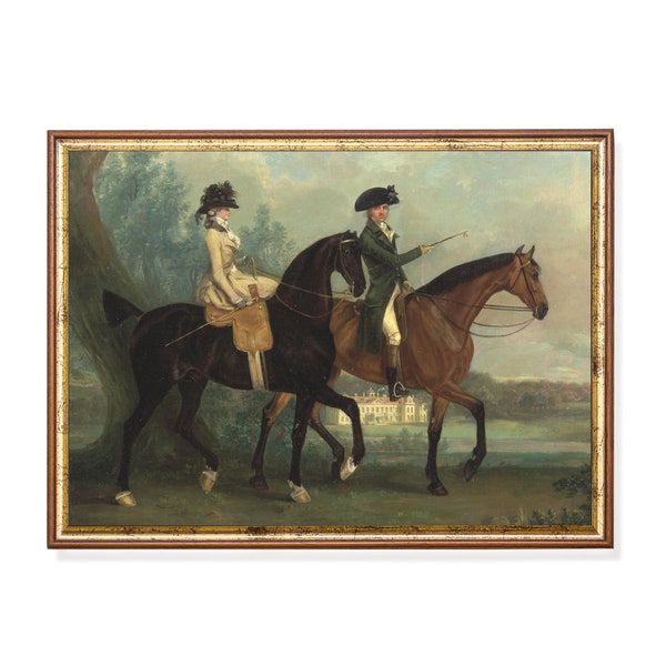 Vintage Horse Painting | Antique Equestrian Print | Moody Rustic Print | Digital Download | Printable Wall Art | Farmhouse Decor | Fine Art