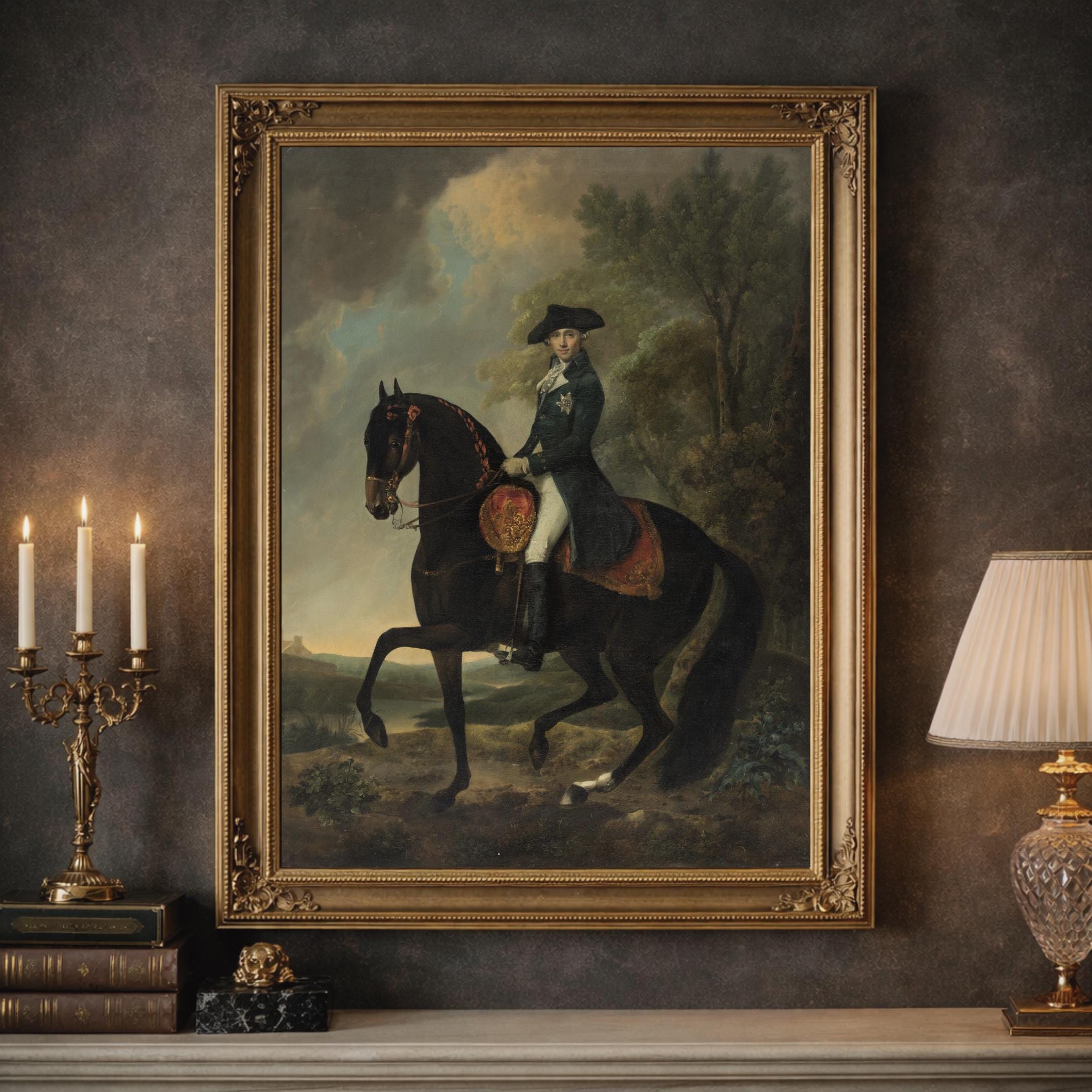 18th Century Equestrian Portrait Print – Antique Royal Horse Wall Art ...