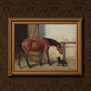 Vintage Horse Painting: Antique Equestrian Art Print (Digital Download)