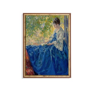 Vintage Woman Reading Art Print: Antique Female Portrait