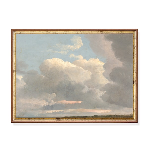 Vintage Cloud Painting | Antique Cloud Study | Sky Fine Print | Digital Download | Printable Wall Art | Farmhouse Decor | 19th Century Art
