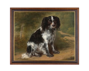 Vintage Spaniel Dog Portrait: Antique Style Animal Art Print