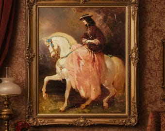 Vintage Equestrian Horse Print: Moody Fine Art (Mailed)