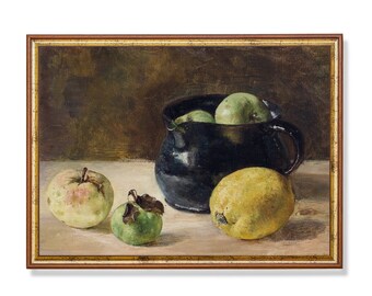 Vintage Fruit Still Life Art Print: Farmhouse Kitchen Decor