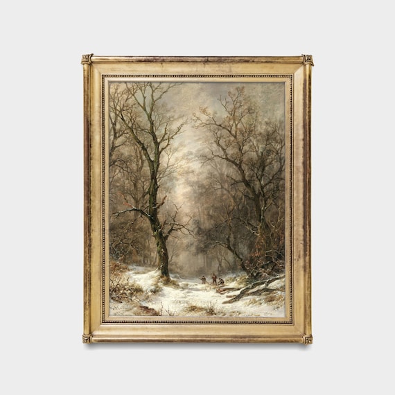 Vintage Winter Landscape Painting: Antique Snow Scene Art Print - Etsy
