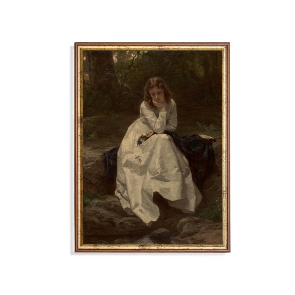Printed and Shipped | Vintage Portrait Painting | Antique Woman Portrait | Lady in Forest | Classic Painting | Physical Prints | Fine Art