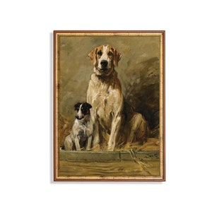 Tableau chien vintage : impression d&#39;art ancien chien de chasse et terrier
