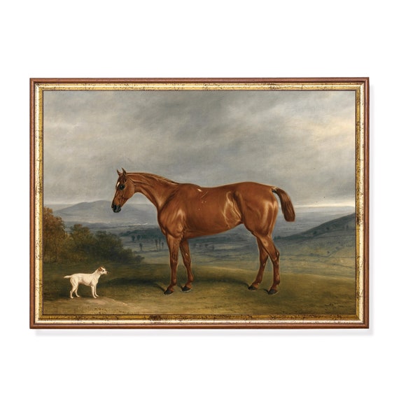 Vintage Horse Painting Antique Animal Print Horse and Dog - Etsy