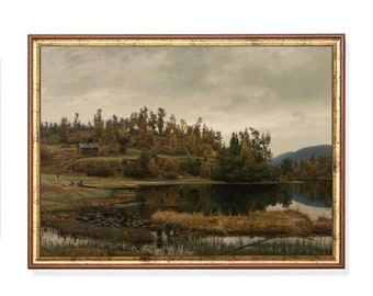 Vintage Landscape Painting: Antique Countryside Fine Art Print