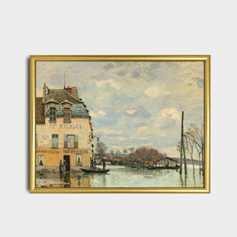 Vintage French Landscape Print: Antique Oil Painting Art image 5