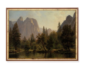 Vintage Mountain Landscape Art Print: 19th Century Fine Art
