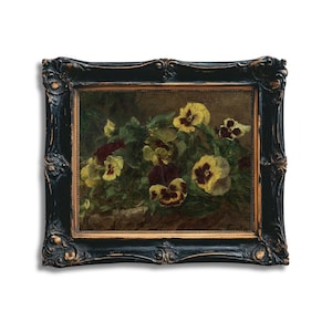 Vintage Pansies Floral Art Print: Cottagecore Botanical Wall Decor