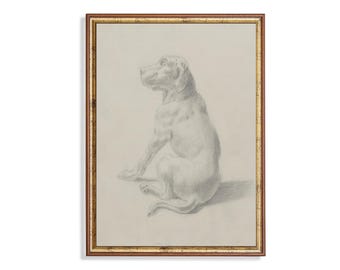 Mailed Print | Vintage Dog Portrait | Antique Drawing Print | Animal Sketch Artwork | Minimalist Art | Printed and Shipped | Farmhouse Decor