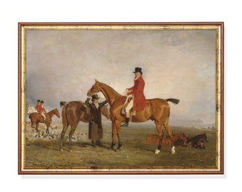 Vintage Equestrian Horse Painting: Rustic Farmhouse Art Print