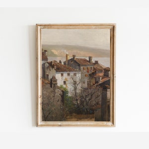 European Village Rooftops Print: Rustic Architecture, Red Tile Roof (Digital Download)