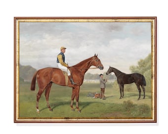 Vintage Reiter Kunstdruck: Antikes Pferd Gemälde, Bauernhaus Dekor