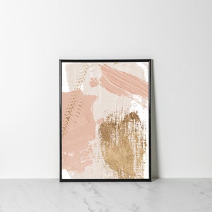 3 Piece Wall Art Abstract Oil Painting Blush Pink Wall Art Set of Three ...
